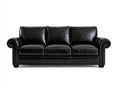 Sofás 3 plazas tapizado efecto piel 220x90x86 cm - negro - reposabrazos enrollados