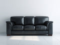 Sofás 3 plazas tapizado efecto piel 210x85x85 cm - negro - con reposabrazos