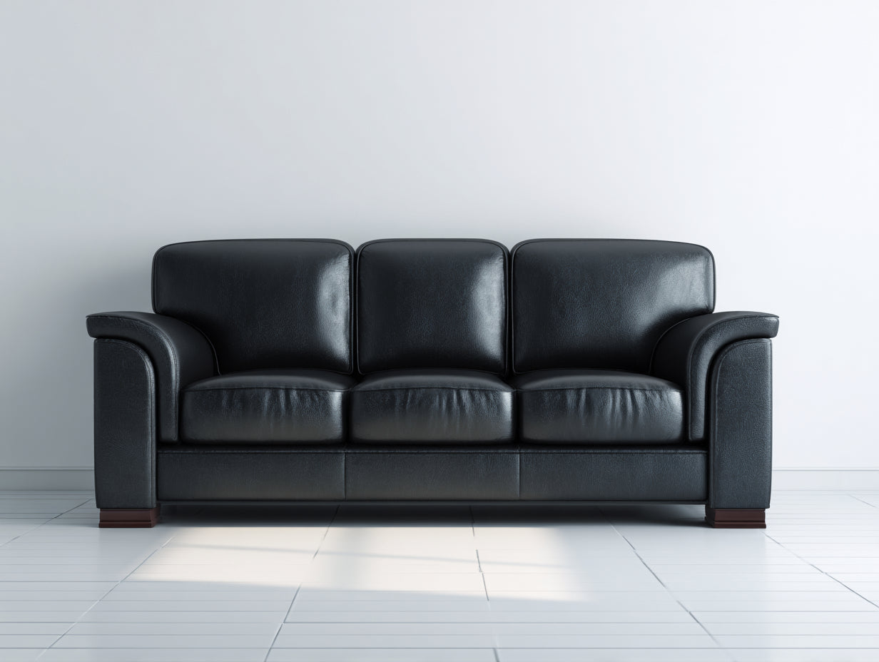 Sofás 3 plazas tapizado efecto piel 210x85x85 cm - negro - con reposabrazos