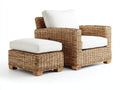 Sillones de ratán con reposapiés 86x82x82 cm - Marrón natural - diseño rústico para salón