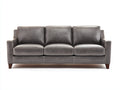 Sofás 3 plazas tapizado efecto cuero 225x92x87 cm - Gris - Diseño moderno con reposabrazos rectos