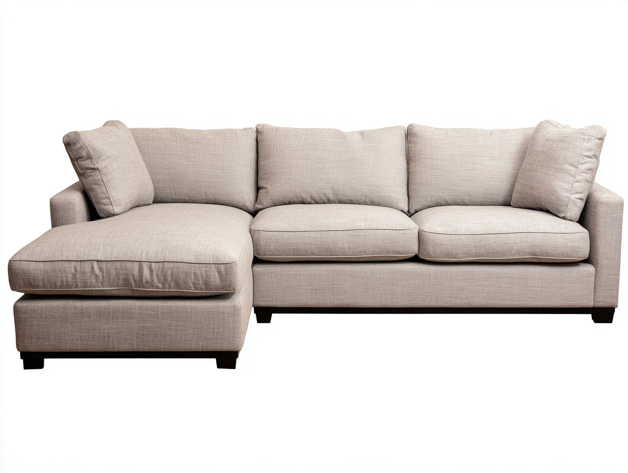 Sofás de esquina de tela 260x160x85 cm - beige y negro - diseño modular para salón