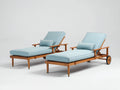 Tumbonas de madera 198x68x82 cm - Azul claro y madera natural - diseño reclinable con ruedas