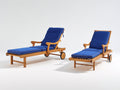 Tumbonas de madera 200x70x86 cm - Azul oscuro y madera natural - diseño reclinable con ruedas