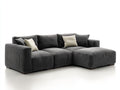 Sofás de esquina de tela de pana 270x170x84 cm - gris oscuro y marrón oscuro - diseño modular para salón