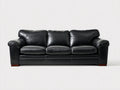 Sofás 3 plazas tapizado efecto cuero 230x95x88 cm - Negro - Diseño clásico con reposabrazos acolchados