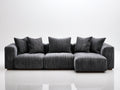 Sofás de esquina tapizado en pana 280x170x82 cm - gris oscuro y madera oscura - diseño modular para salón