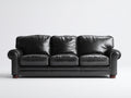 Sofás 3 plazas tapizado efecto piel 208x89x84 cm - negro - estilo clásico para salón