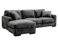 Sofás de esquina tapizado en pana 285x175x88 cm - Gris oscuro - Diseño moderno con chaise longue