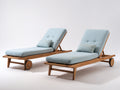 Tumbonas de madera set de 2 200x70x85 cm - azul claro y marrón natural - respaldo ajustable