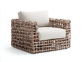 Sillones de ratán trenzado 98x90x80 cm - Beige y blanco - Diseño abierto con reposabrazos anchos