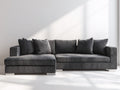 Sofás de esquina tapizado de tela 270 x 170 x 85 cm - Gris oscuro - Diseño contemporáneo con chaise longue para salón