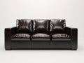 Sofás 3 plazas tapizado efecto piel 215x88x82 cm - marrón oscuro - brazos cuadrados