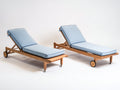 Tumbonas de madera conjunto de 2 200x70x82 cm - azul claro y marrón natural - respaldo reclinable