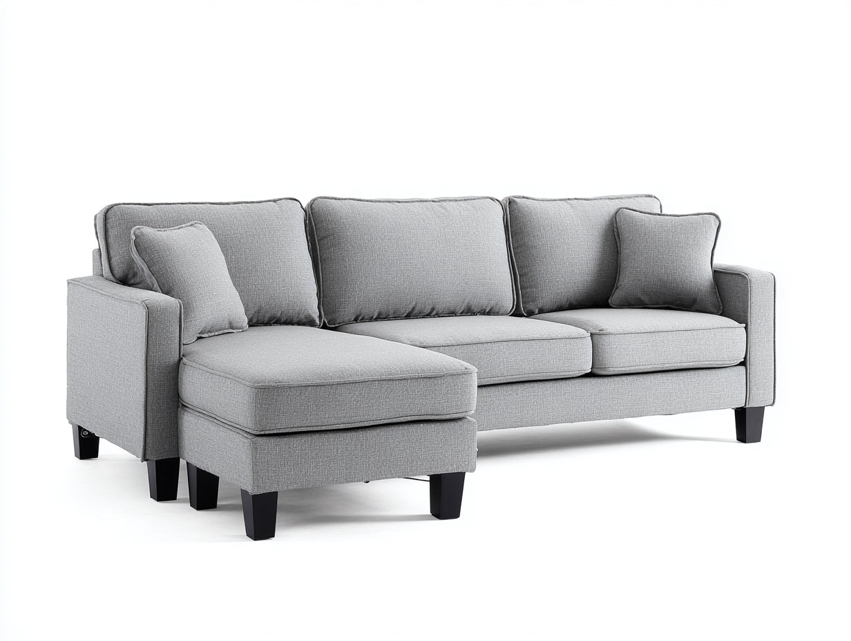 Sofás de esquina tapizado de tela 235 x 155 x 85 cm - Gris - Diseño contemporáneo con chaise longue para salón