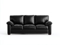 Sofás 3 plazas tapizado de aspecto cuero 215 x 92 x 90 cm - Negro - Estilo clásico con brazos acolchados para salón
