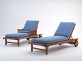 Tumbonas de madera 202x72x84 cm - Azul y madera natural - diseño reclinable con ruedas
