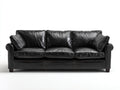 Sofás 3 plazas tapizado efecto cuero 235x98x88 cm - Negro - Diseño clásico con reposabrazos redondeados